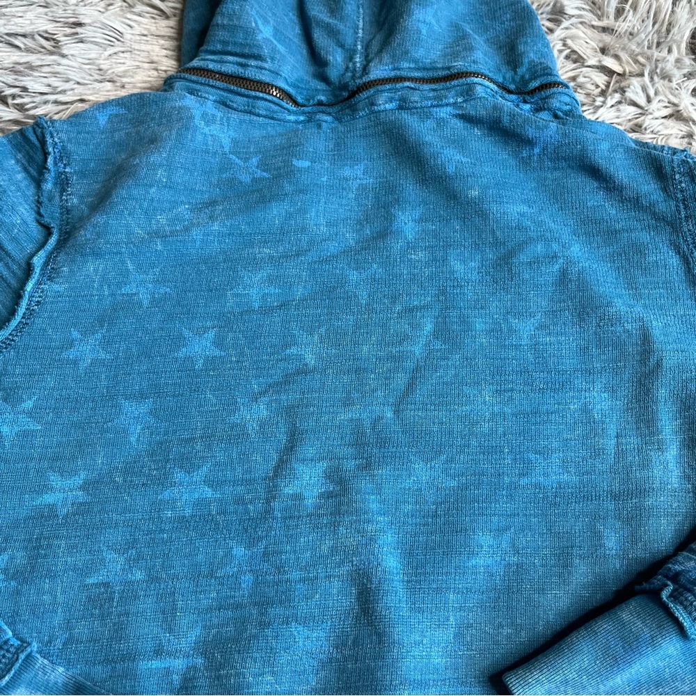 Affliction Hoodie Womens Small Embellishment Spellout Eagle Detach Hood Blue - Picture 10 of 16
